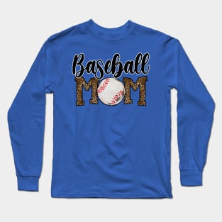 Baseball mom leopard text Long Sleeve T-Shirt